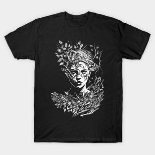 a woman with trees on her face T-Shirt